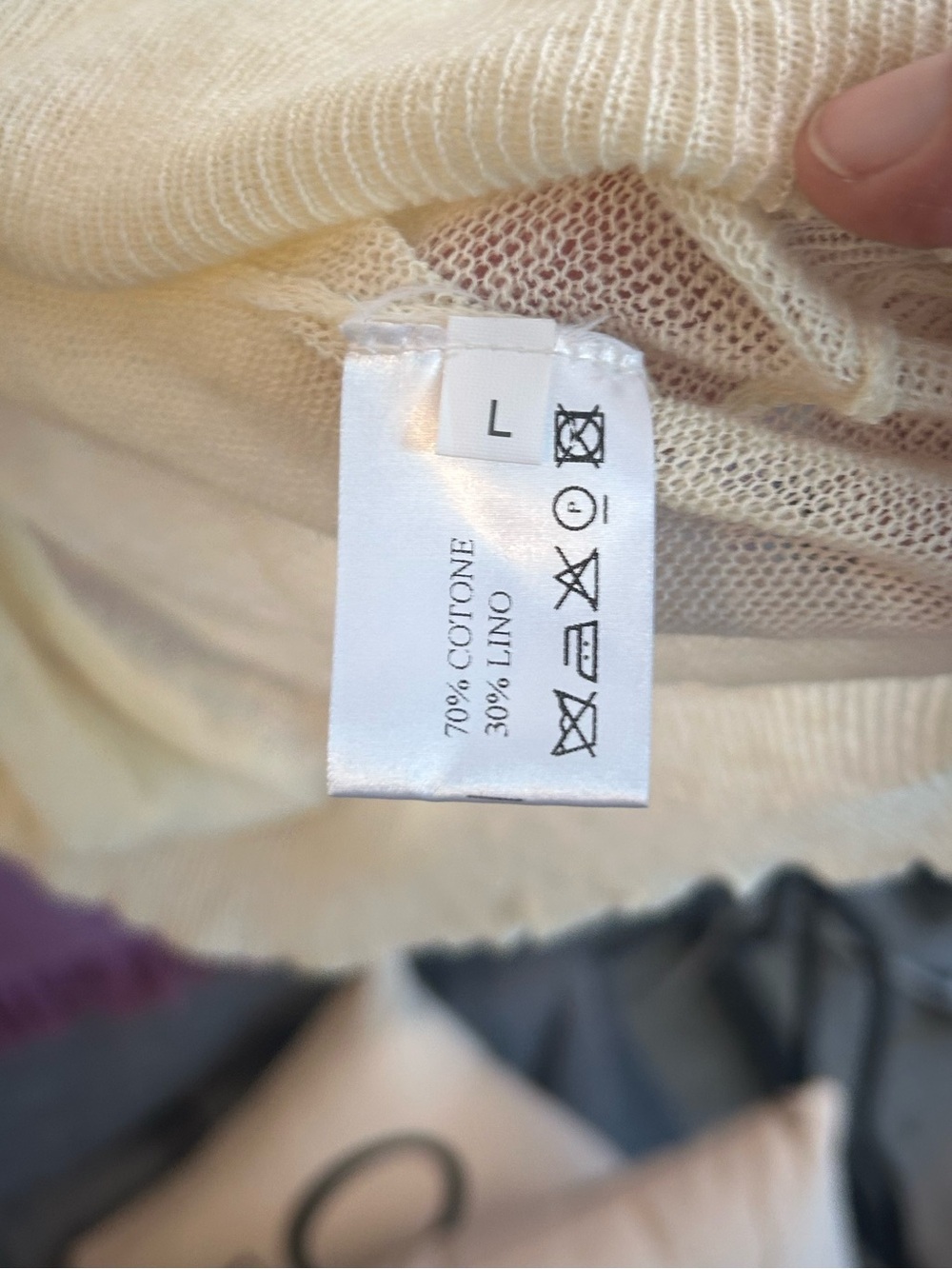 Ma ‘ ry ‘ ya by Mary Icho made in Italy cream fine knit semi gauge sweater L - Picture 3 of 9